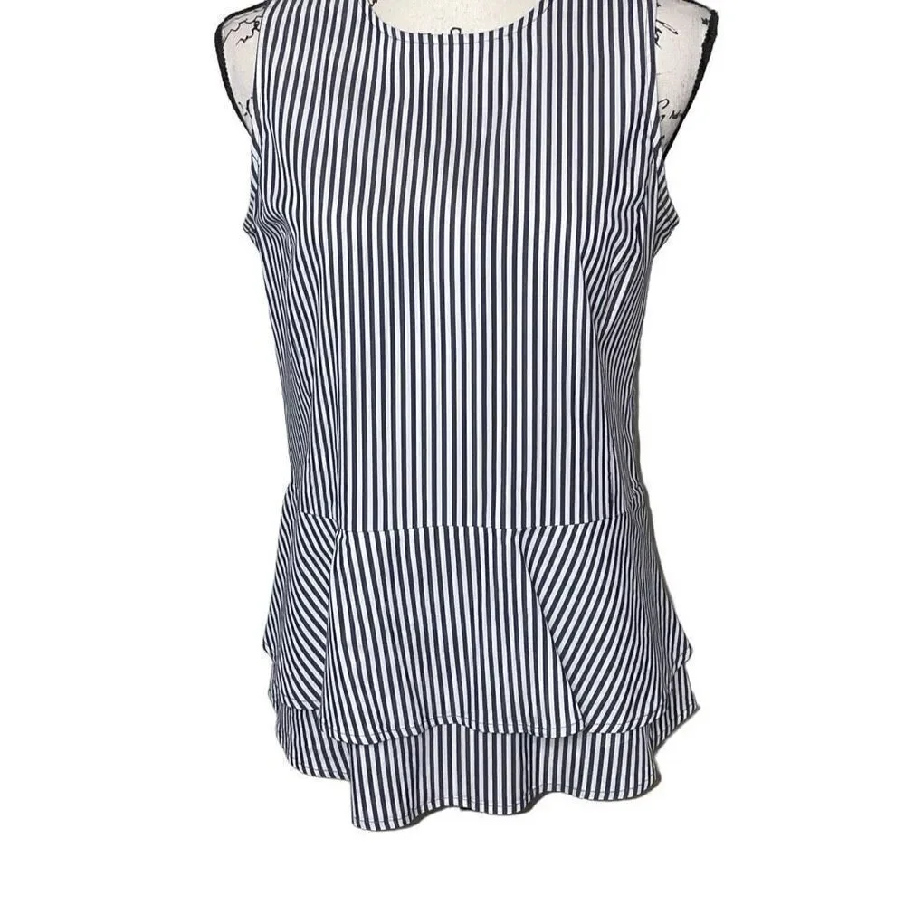 Michael Michael Kors Striped‎ Peplum blouse, Size Small